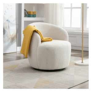 Swivel Barrel Chair, Modern Teddy Fabric Upholstered Accent Club