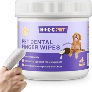 HICC PET Teeth Cleaning Wipes for Dogs & Cats, Vet-Recommended Remove Bad Breath